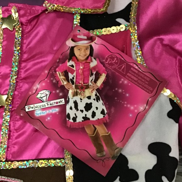 Teetot Inc. | Girl's Pink & White Cowgirl Costume | 4 Pieces | Size 3-4 - Picture 2 of 3
